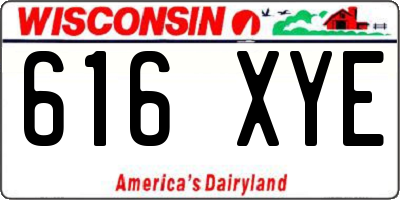 WI license plate 616XYE
