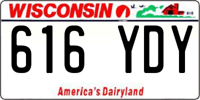 WI license plate 616YDY