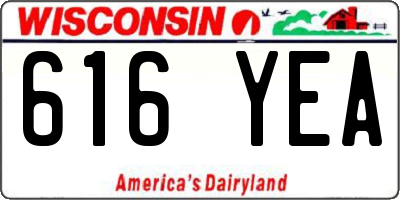 WI license plate 616YEA