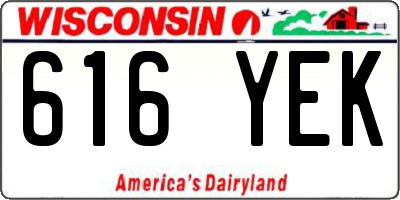 WI license plate 616YEK