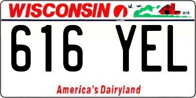 WI license plate 616YEL