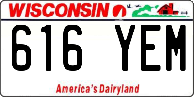 WI license plate 616YEM