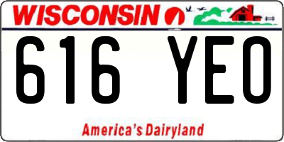 WI license plate 616YEO