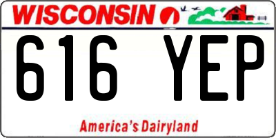 WI license plate 616YEP