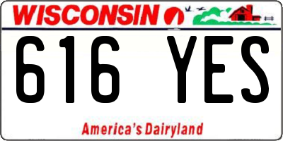 WI license plate 616YES