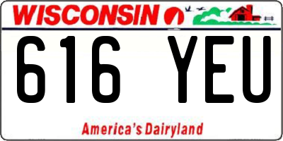 WI license plate 616YEU