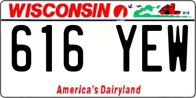 WI license plate 616YEW