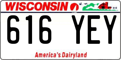 WI license plate 616YEY