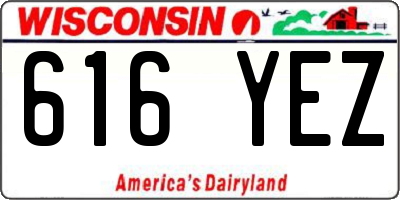 WI license plate 616YEZ