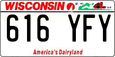 WI license plate 616YFY