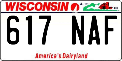 WI license plate 617NAF