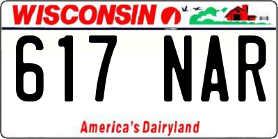 WI license plate 617NAR