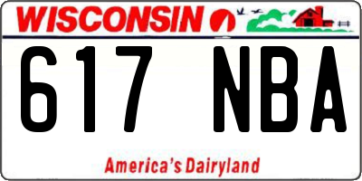 WI license plate 617NBA