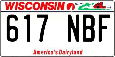 WI license plate 617NBF