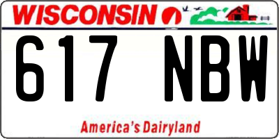 WI license plate 617NBW