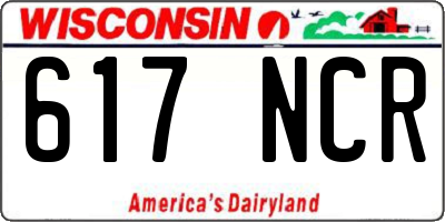 WI license plate 617NCR
