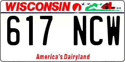 WI license plate 617NCW