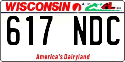 WI license plate 617NDC