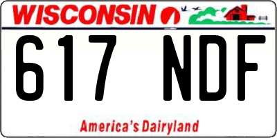 WI license plate 617NDF