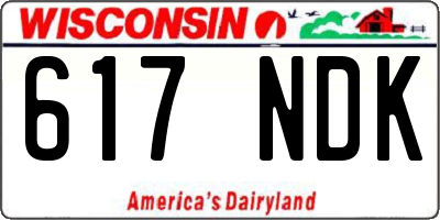 WI license plate 617NDK