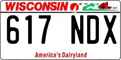 WI license plate 617NDX