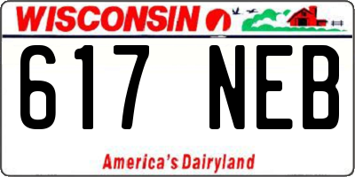 WI license plate 617NEB
