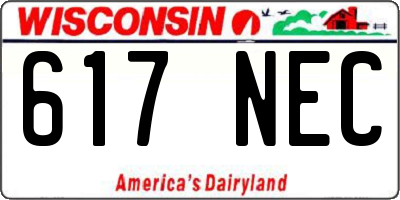WI license plate 617NEC