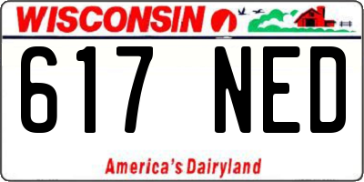 WI license plate 617NED