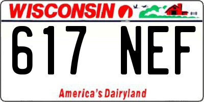 WI license plate 617NEF