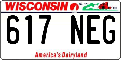 WI license plate 617NEG