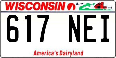 WI license plate 617NEI