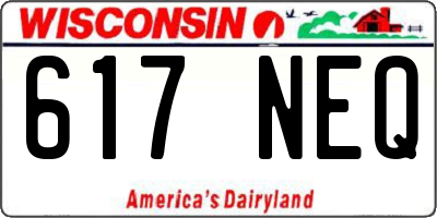 WI license plate 617NEQ