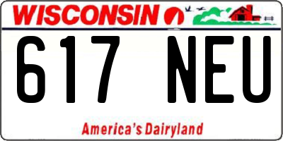 WI license plate 617NEU