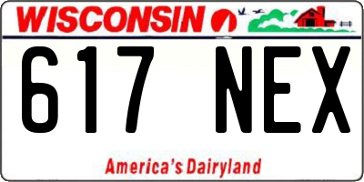 WI license plate 617NEX