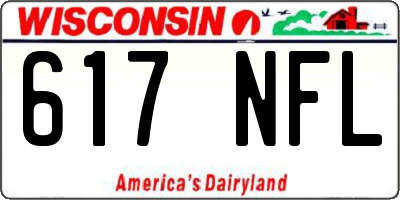 WI license plate 617NFL