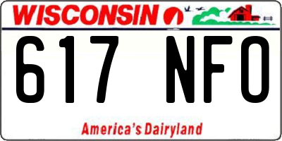 WI license plate 617NFO