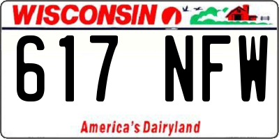 WI license plate 617NFW