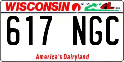 WI license plate 617NGC