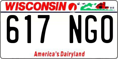 WI license plate 617NGO