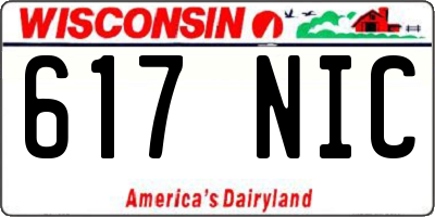 WI license plate 617NIC