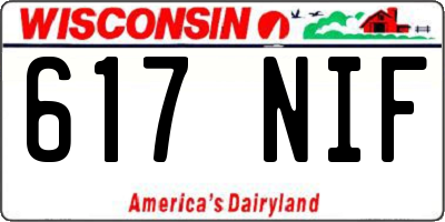 WI license plate 617NIF