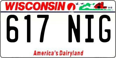 WI license plate 617NIG