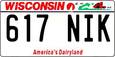 WI license plate 617NIK