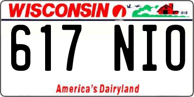 WI license plate 617NIO