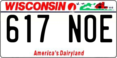 WI license plate 617NOE