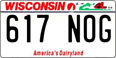 WI license plate 617NOG