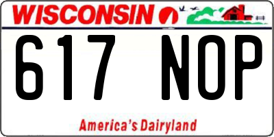 WI license plate 617NOP