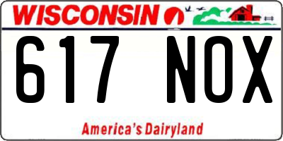 WI license plate 617NOX