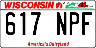 WI license plate 617NPF