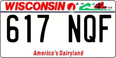 WI license plate 617NQF